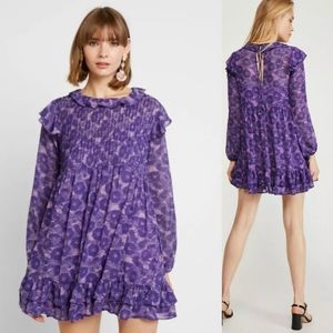 Free People These Dreams Mini Baby Doll Dress - Purple